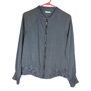 Maurices Black and White Striped Bomber Jacket